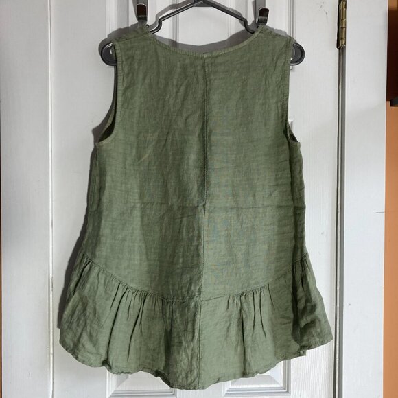 Francesca Bettini 100% Linen sleeveles  top/ Green. Size small - Picture 8 of 9